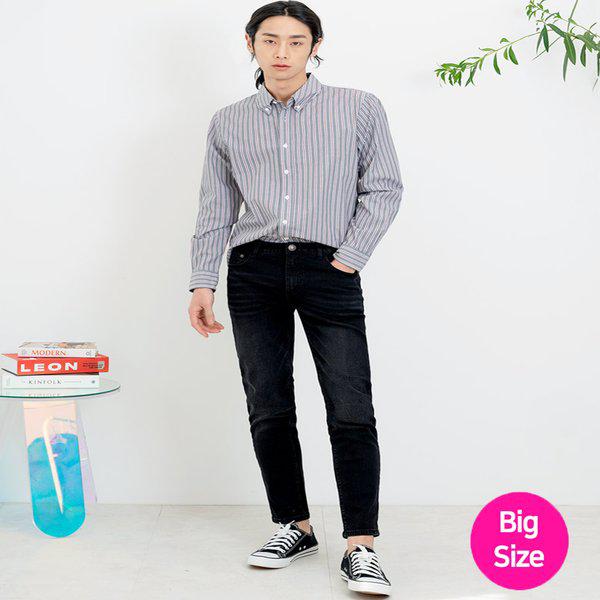 メンズビッグサイズストレートスリムデニムスパンジーンズブラックジーンズコットンパンツジーンズスパンジーンズDJ-JEA-SSIN80077-ブラック