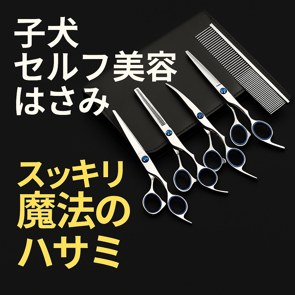 子犬 セルフ美容 はさみ ハサミ ベースカットと仕上げ用のように綺麗ですっきり切れる 柔らかい感じ 切り跡もない綺麗なラインを作ってくれる 手品ハサミ