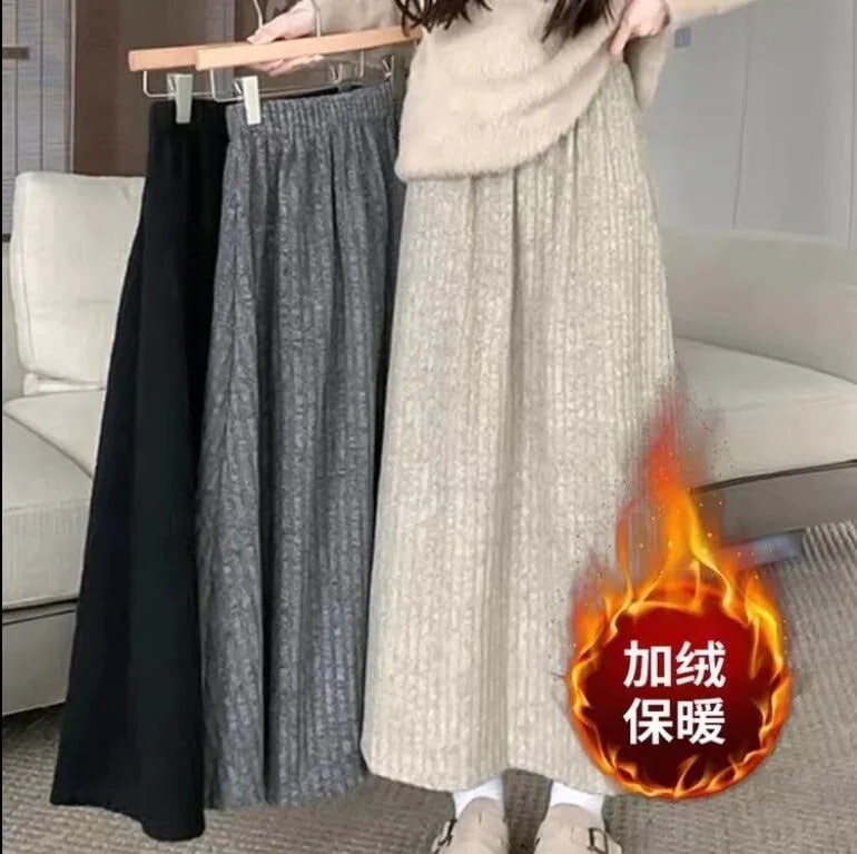 加絨加厚a字半身スカート婦人服ハーフスカート新型グレーミディアムスカート