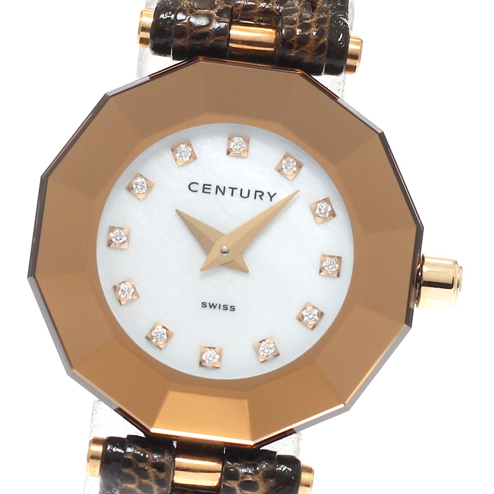 センチュリー CENTURY 606.2.S.12.70.TIL タイムジェム プライムタイム K18PG 12Pダイヤ クォーツ レディース 極美品 箱・保証書付_944713【中古】