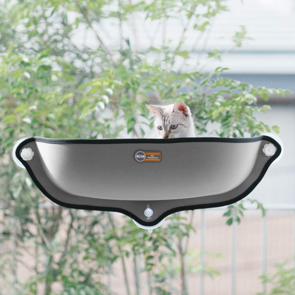 K&H WINDOW BED KITTY SILL GREY/KHBD6295GR/ウィンドウベッド/ネジ式吸盤猫用ベッド/グレイ色/窓が好きな愛猫へ/ネジ式吸盤で窓にしっかりと固定ができます グレ