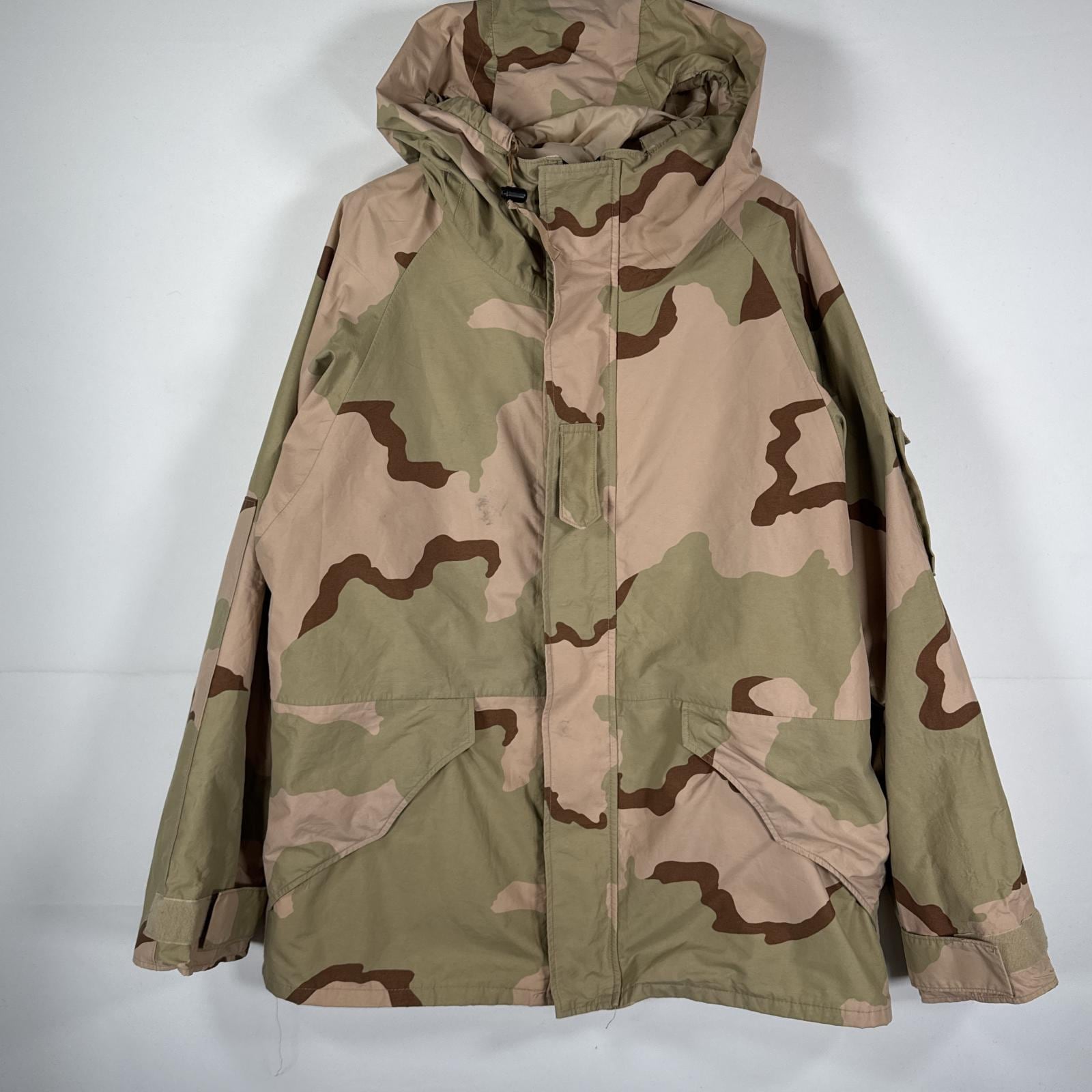 古着 ミリタリージャケット ECWCS GORE-TEX デザートカモ 米軍 実物 ゴアテックスパーカー カモフラ 迷彩 ナイロン large long ベージュ メンズ 14,850円