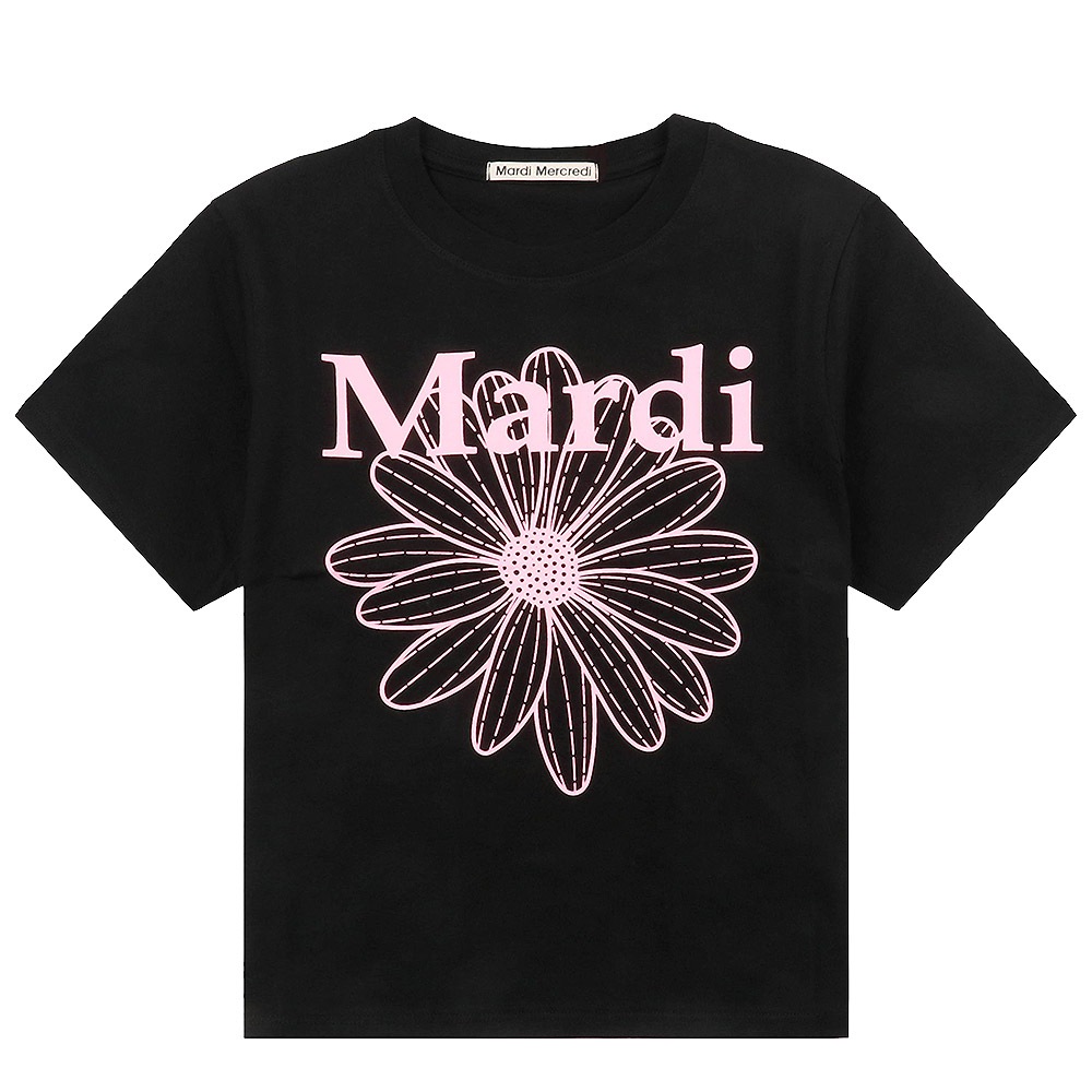 Tシャツ SLIM TSHIRT FLOWERMARDI BLACK PINK 半袖 レディース 韓国 ファッション アパレル