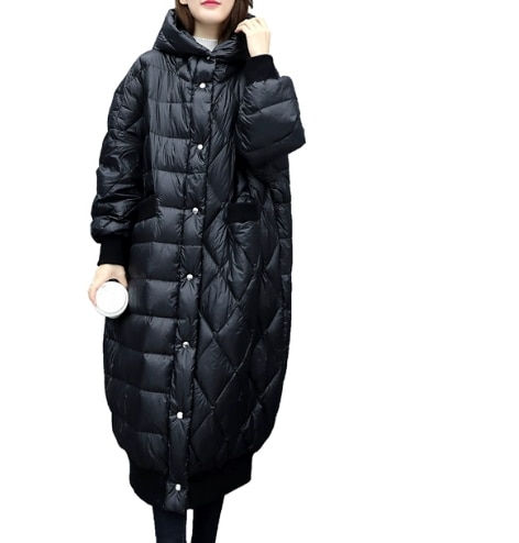 レディース コート アウター 上着 ダウン ロング 長袖 フード シンプル カジュアル メンズライク ボーイッシュ ルーズ クール 存在感 ナチュラル シック 高級感 無地 冬 クリスマス