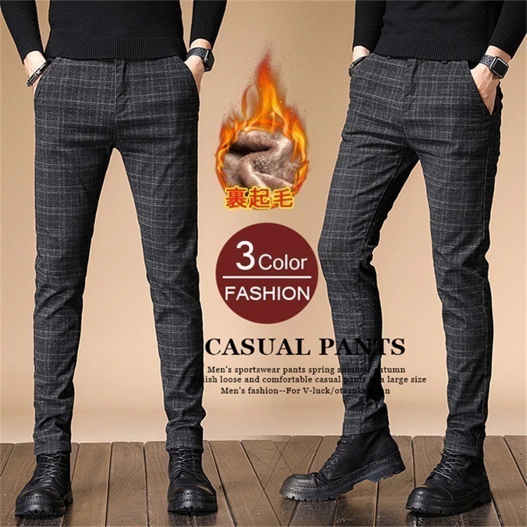 【メガ割 】エガちゃん 福袋 2025 暖パン メンズ スキニーパンツ ビジネス チノパンツ スリム 裏起毛 パンツ あったか 暖かい チェック柄 防寒パンツ 細身 美脚 スラックス ゴルフ ズボン