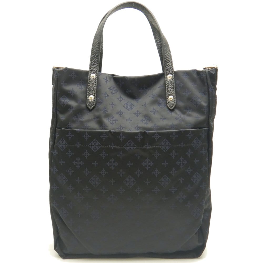 縦型トートバッグ ナイロンxレザー ネイビー レディース /253128【未使用】