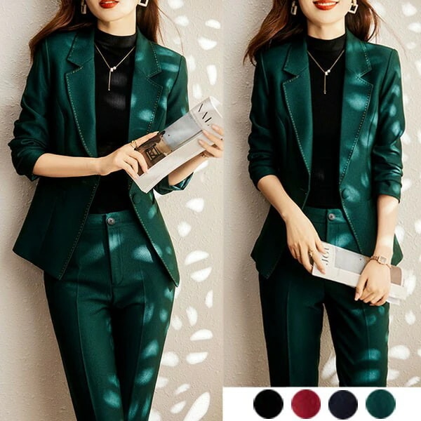 ベストセラースーツ レディース 大きいサイズ 通勤 事務服 就活 就職活動 面接 仕事着 フォーマル 上下セット 長袖 オフィス ビジネス 事務服 制服 おしゃれ 秋 冬 無地 黒 緑 赤 青 大きい