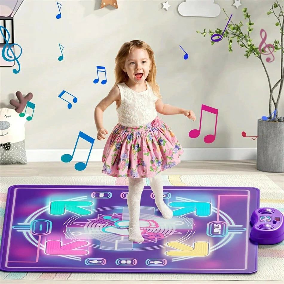 電子音楽ダンスマット 子供用タッチプレイマット 4つのモード LEDライト付き電子ダンスマット Bluetoothサポート 音楽内蔵 クリアスピー