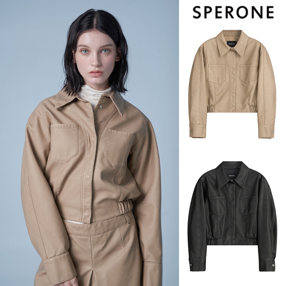 [SPERONE] Washed double pocket crop blouson