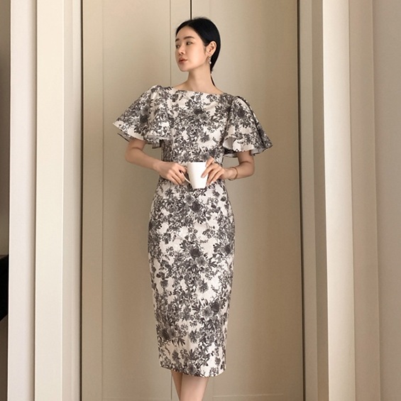 秋冬 レディース 春夏 ワンピース ひざ下 マキシ マキシ丈 袖あり 半袖 ラウンドネック Aライン