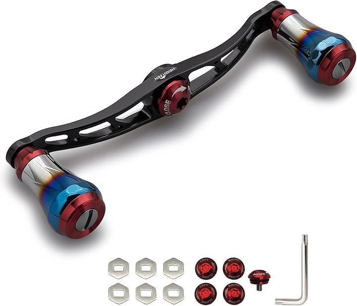 ベイト リール ハンドル シマノ shimano ダイワ daiwa アブガルシア abu 通用 ベイトリール 航空アルミ製(V2.0 - 115mm - ブラック＆ワインレッド)