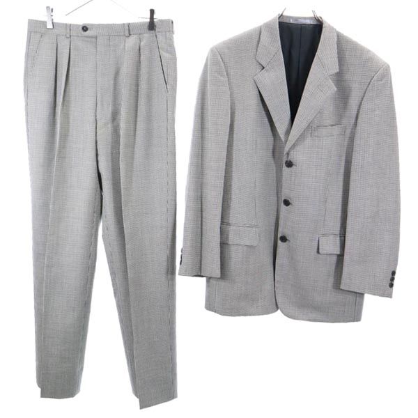 千鳥格子柄 スーツ 上下セットアップ L 黒×白 テーラードジャケット メンズ