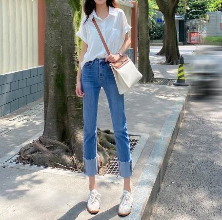 ボトムス デニム パンツ ズボン スリムパンツ ロング丈 9分丈 スリム ウエストマーク ウエスト ポケット 綿 シンプル カジュアル 大人 おしゃれ かっこいい こなれ感 ラフ 主役級 存在感 無地