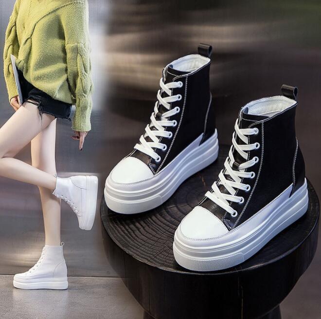 キャンペーン厚底スニーカー レディース ハイカット 歩きやすい 厚底 フラット 8cm スニーカー レディース 厚底 スニーカー 厚底 ハイカット スニーカー 厚底 インヒール スニーカー レースアッ