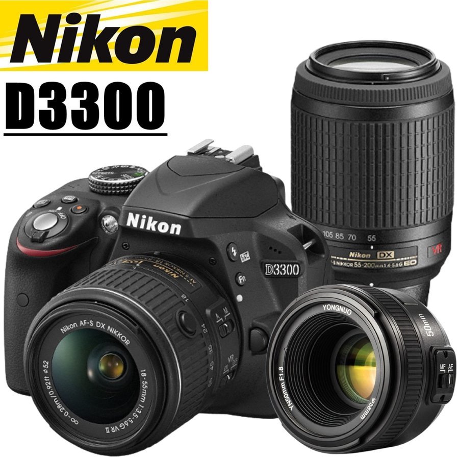 D3300 トリプルレンズセット レンズ デジタル一眼レフ カメラ 中古