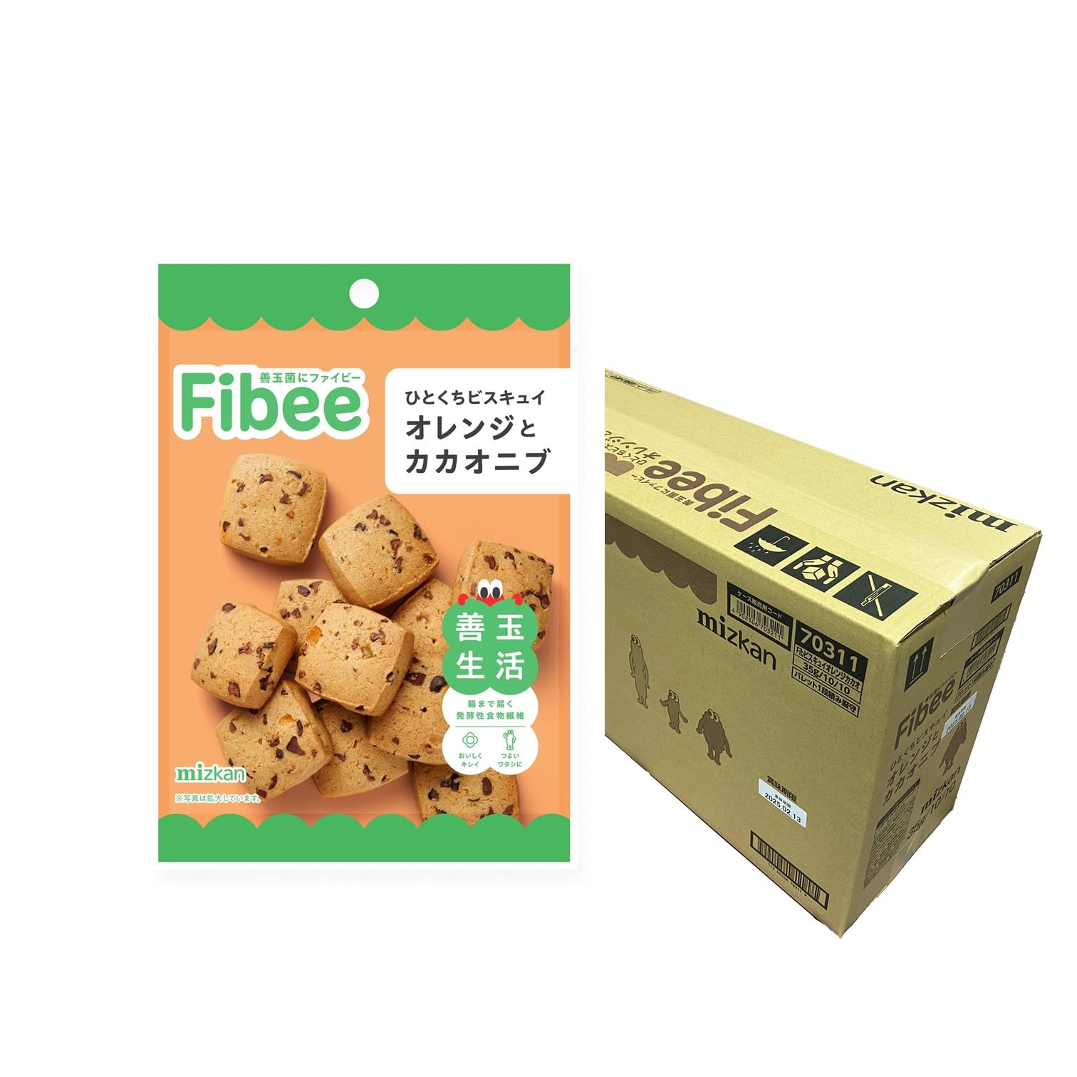 Fibee ひとくちビスキュイ オレンジとカカオニブ 35g×100袋 [ 発酵性食物繊維 ファイビー ] ケース買い