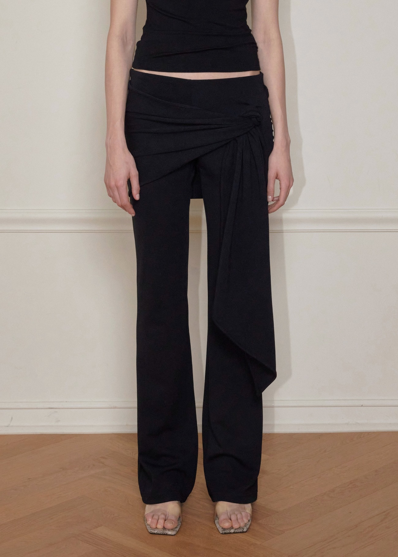 【bohemseo】 STRAP TIED PANTS, BLACK 正規品