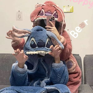 もこもこパジャマStitch スティッチ ワンピースパジャマ レディース 冬かわいいパジャマ部屋着 韓国ファッション ルームウェア