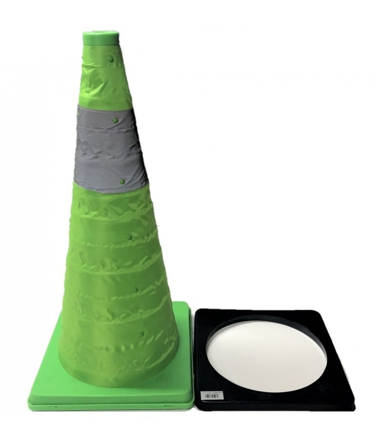伸縮式カラーコーン ウェイト付き 2個セット 高さ62cm 折り畳み三角コーン グリーン
