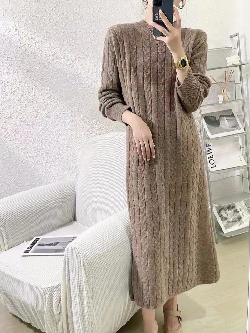 ロングワンピース ワンピース 着痩せ カジュアル 秋冬 ツイスト 冬のワンピース スリミング ニットワンピース カシミヤタッチ 気質 ワンピース セーター