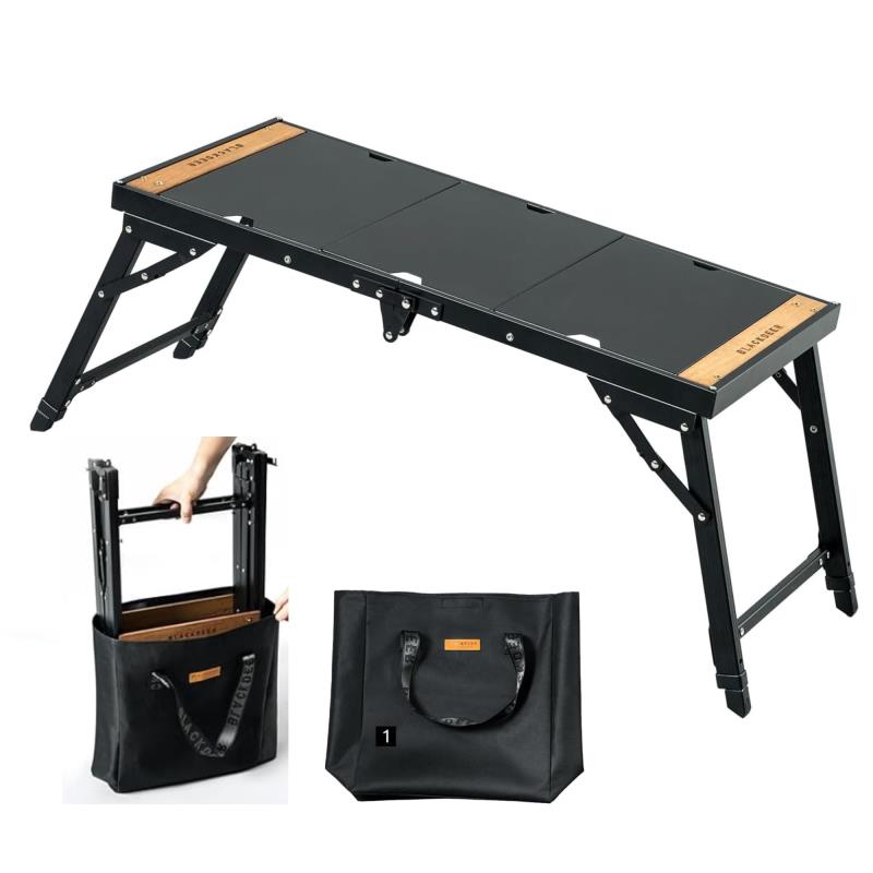 BLACKDEER IGT対応 アウトドアテーブル 折りたたみ式 アルミ合金天板 2段階高さ調整（40/54cm） 天然木フレーム 拡張用取り付け穴付き 耐荷重30kg コンパクト収納 キャンプ・ソロ