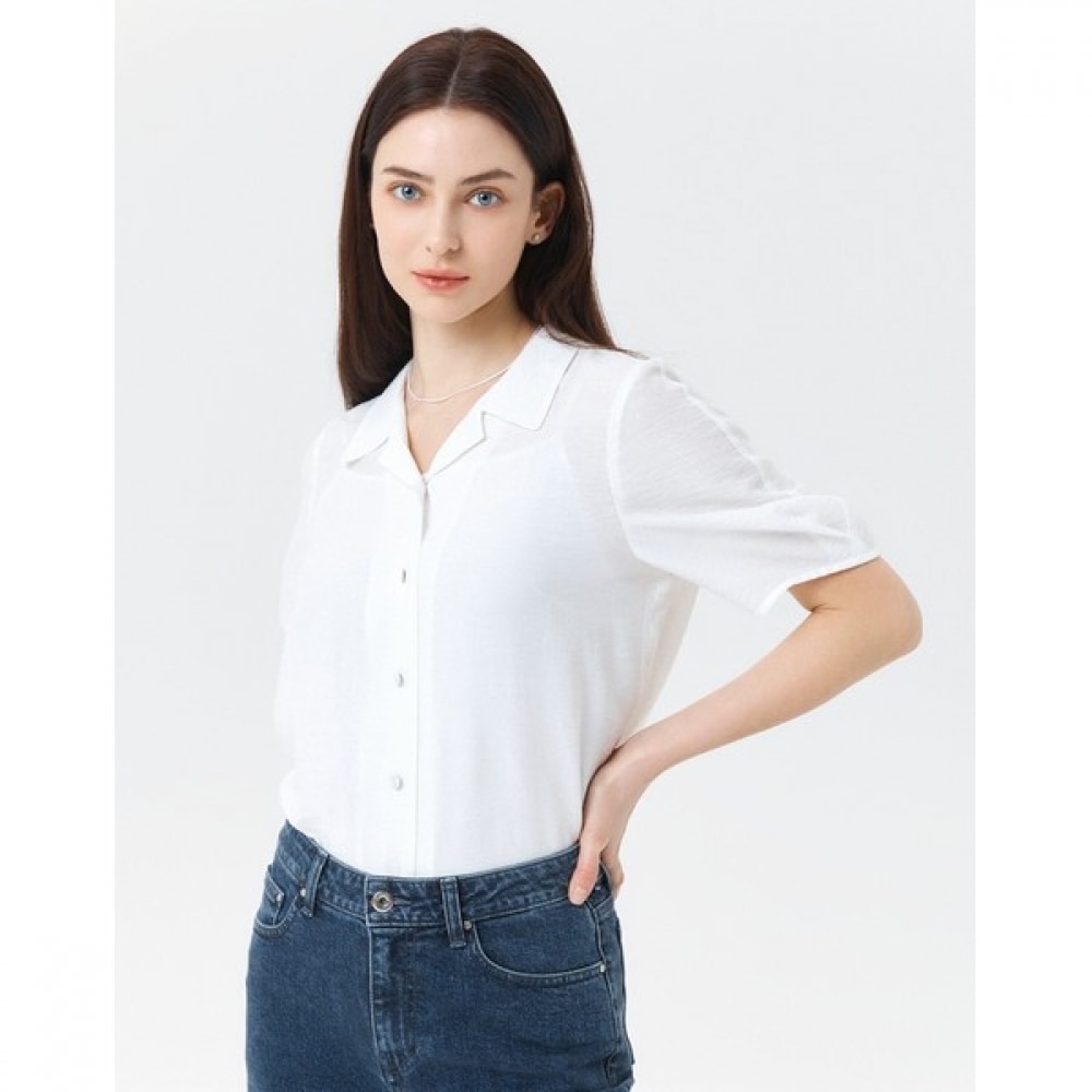 (ヘッジスレディース) 24SS ホワイトカラーブラウス HSSH4B307WT