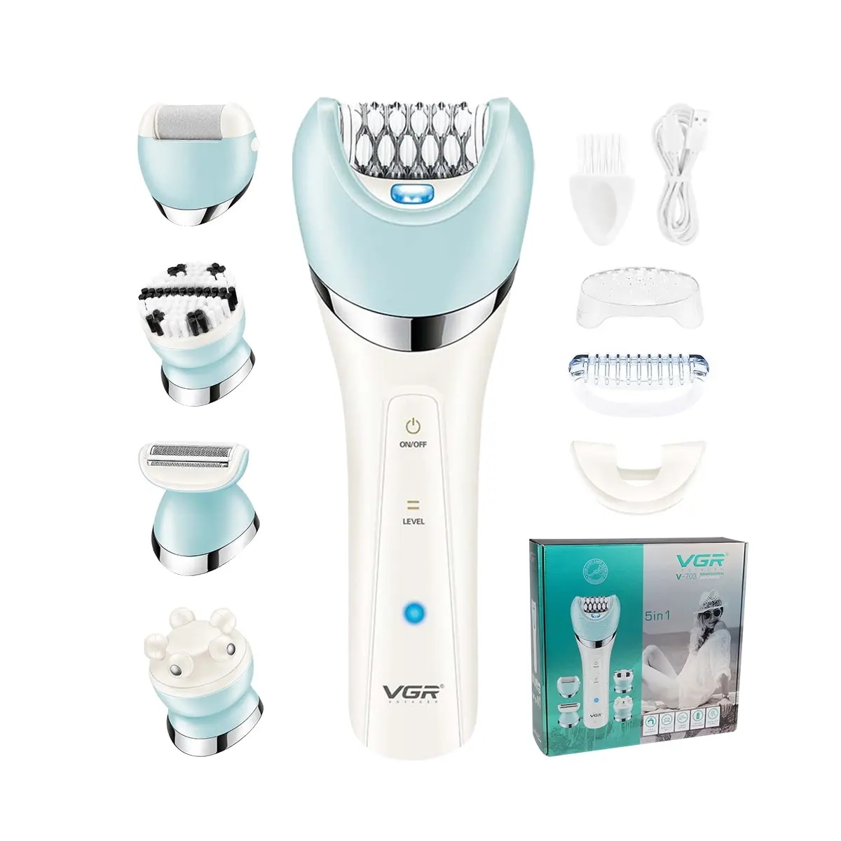 Vgr脱毛器5 in 1女性脱毛器女性シェーバー脚ボディヘアリムーバー女性ビキニトリマー顔クリーニングマッサージV-703