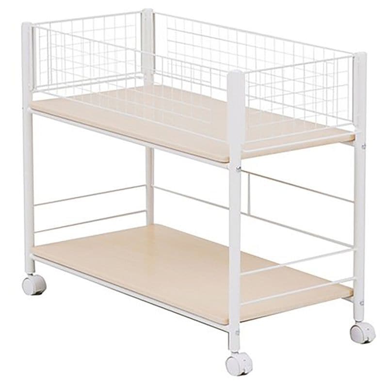 押入れ(クローゼット)収納 ラック 幅44×奥行77×高さ65cm ストッパー付きキャスター 上段かご・下段棚板 ネット・棚板取り外し