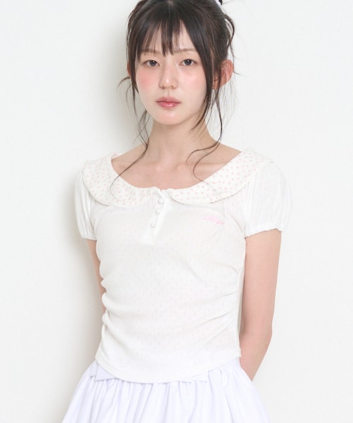【ILLIGO】 PETITE PUFF COLLAR T-SHIRT WHITE 正規品