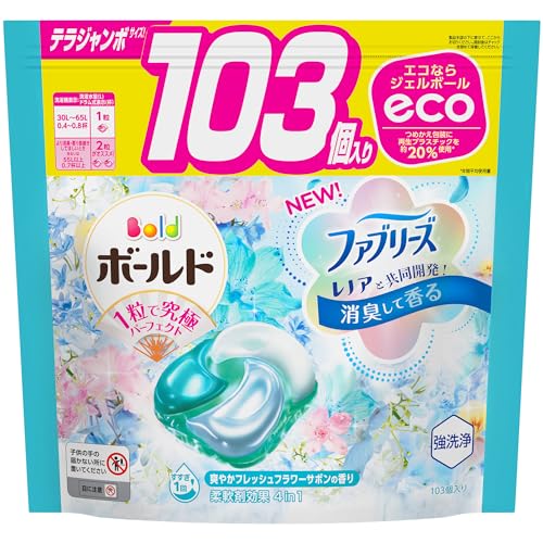 ボールド 洗濯洗剤 ジェルボール4D フレッシュフラワーサボン 詰め替え 103個大容量]