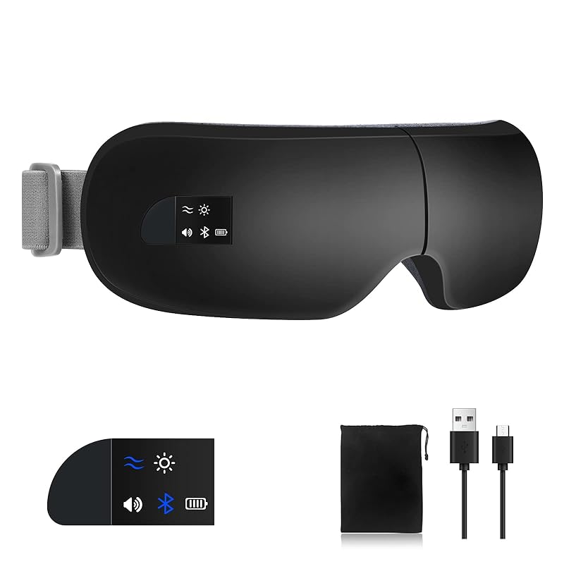 [新春初売り]目元エステ アイウォーマー 男女兼用 目元ケア （独特の活性マイナスイオン 4Dエアバッグ 最新グラフェン加熱技術） Bluetooth音楽 携帯便利 折りたたみ式 1200mahバッテ