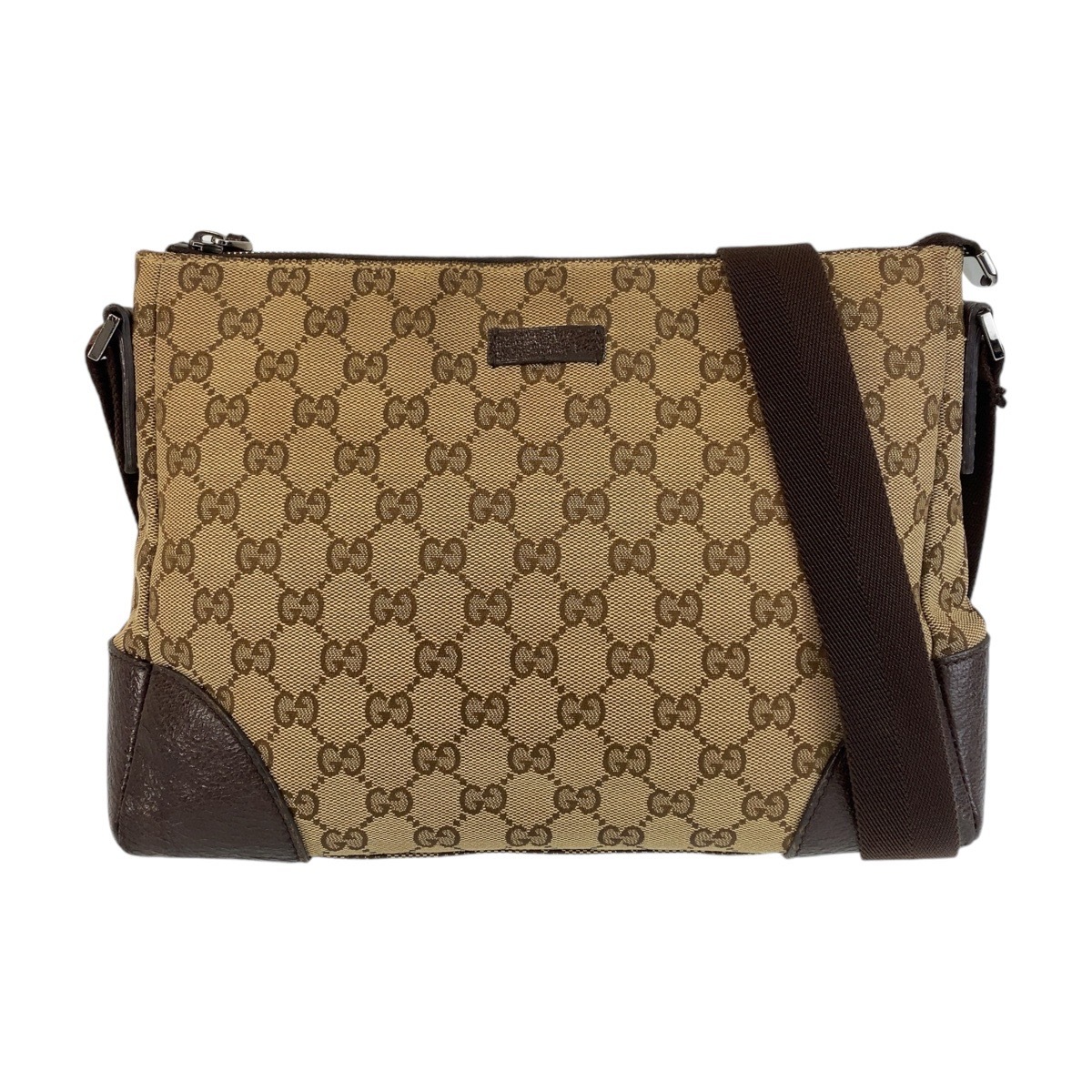 ブラウン ベージュ GGキャンバス/レザー 114273 斜め掛け ショルダーバッグ メッセンジャーバッグ レディース 410674