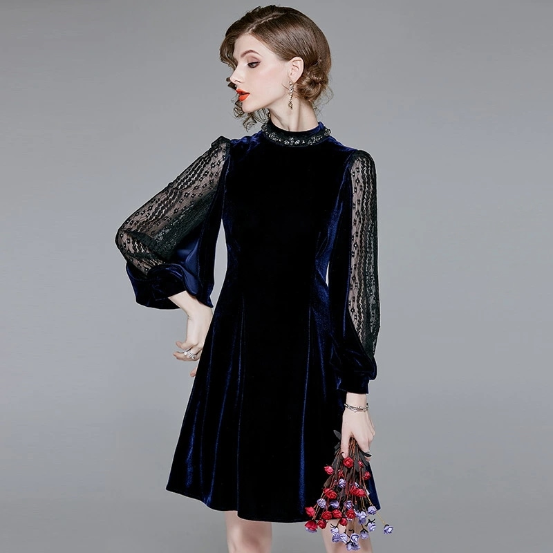 一部 レディース ファッション ドレス フレアスカートジャカード生地 上品なチャイナドレス風 パーティードレス ドレス パーティードレス 長袖 ミディアム 高級ワンピース ドレス大人ドレス 二次会 ド