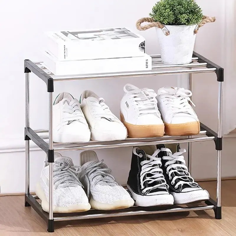 ステンレス鋼のマルチレベルの靴キャビネット 収納ラック 防塵 家庭用 新品