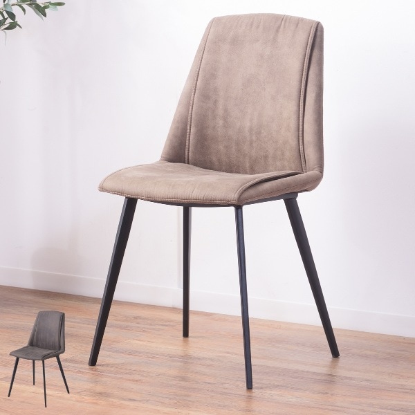 チェア 座面高46cm ダイニングチェア ファブリック 布張り スチール脚 ヴィンテージ調 ステッチ 椅子 いす イス チェアー カウンター リビング 腰掛 腰掛け 丸 背もたれ 背もたれ付き