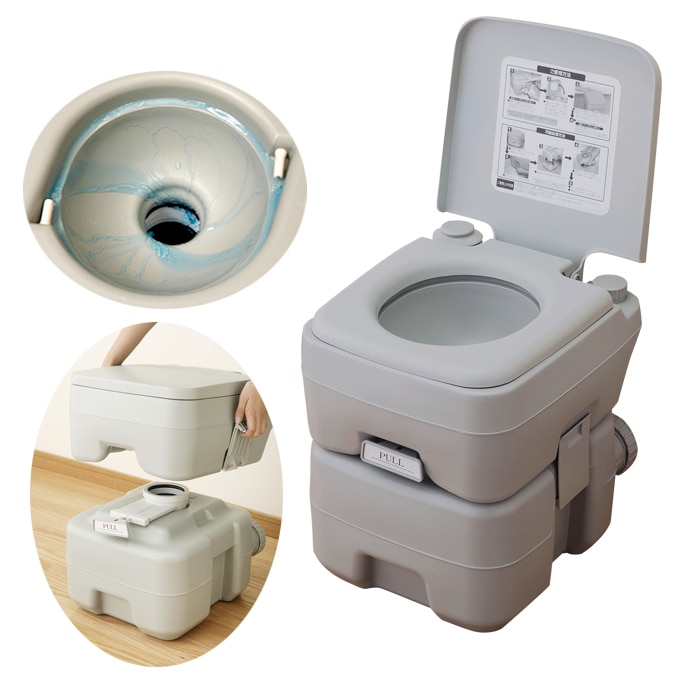 ポータブルトイレ 水洗 20リットル 介護 災害 防災 アウトドア用 寝室 夜中 持ち運び 水洗式 密閉式 臭い軽減 非常用 緊急 キャンプ 排泄介助 タンク取り外しタイプ 洋式 長時間ドライブ