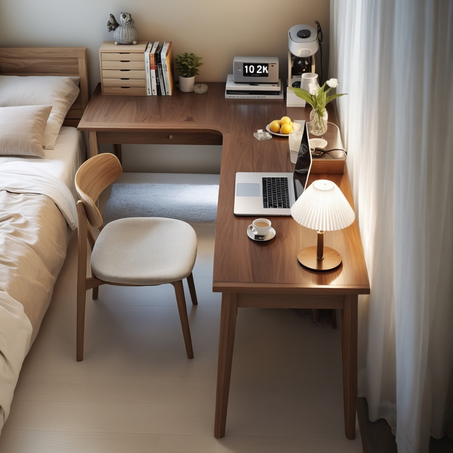 ソリッドウッドコーナーデスクベッドルームコンピューターデスクコーナーデスクコーナーデスク小さなアパート学生勉強デスクホームワークテーブルl字型