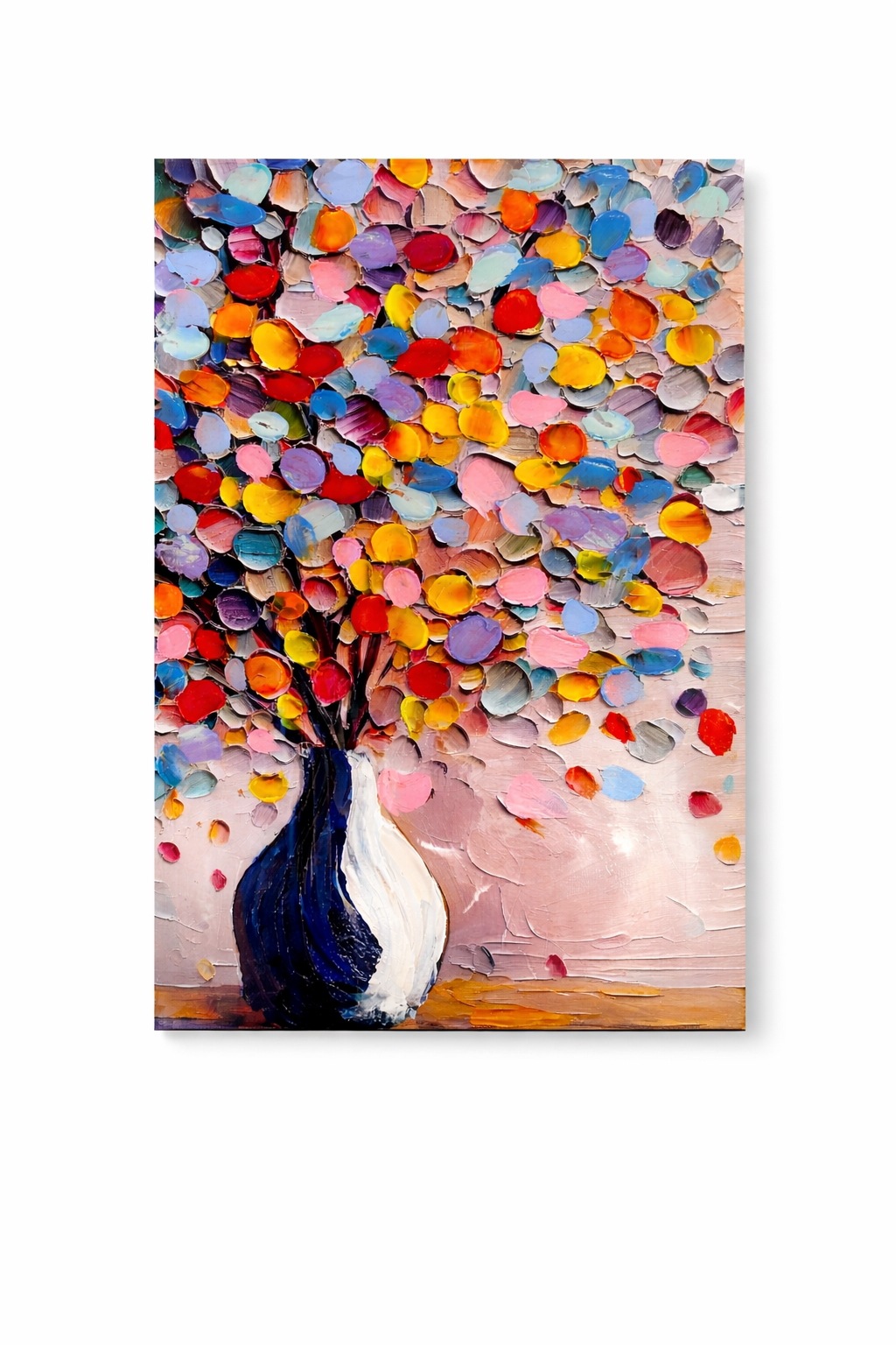 リビング用絵画フレーム壁インテリア 手作業の花木 40×60cm ハンドプリント オフィス壁