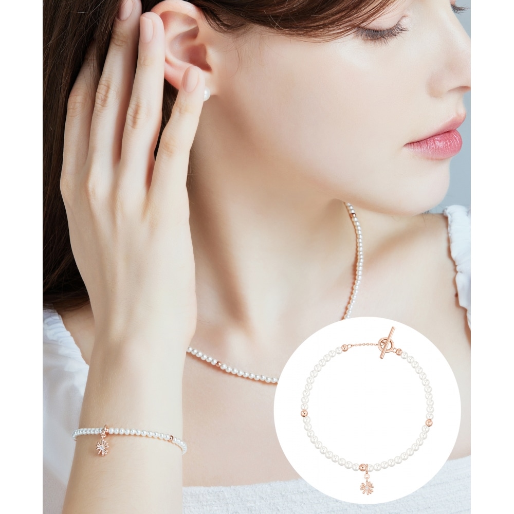 ジェスティナマリエルパールビーズブレスレット+ペンダントセット (SET-J0-0906)