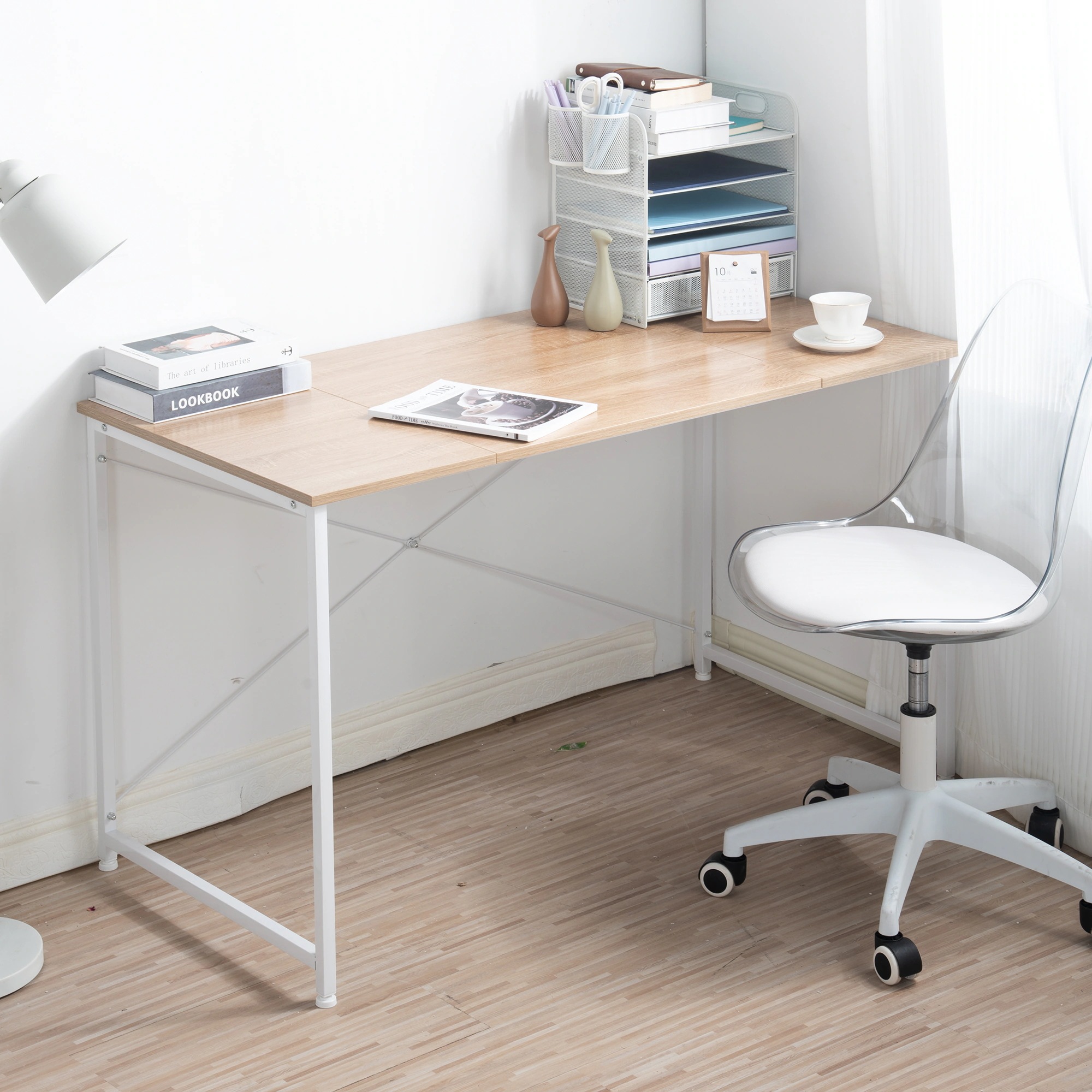 【国内発送】1772【2個セット】【ナチュラル】パソコンデスク シンプル 極簡易デスク ワークデスク 木製 机