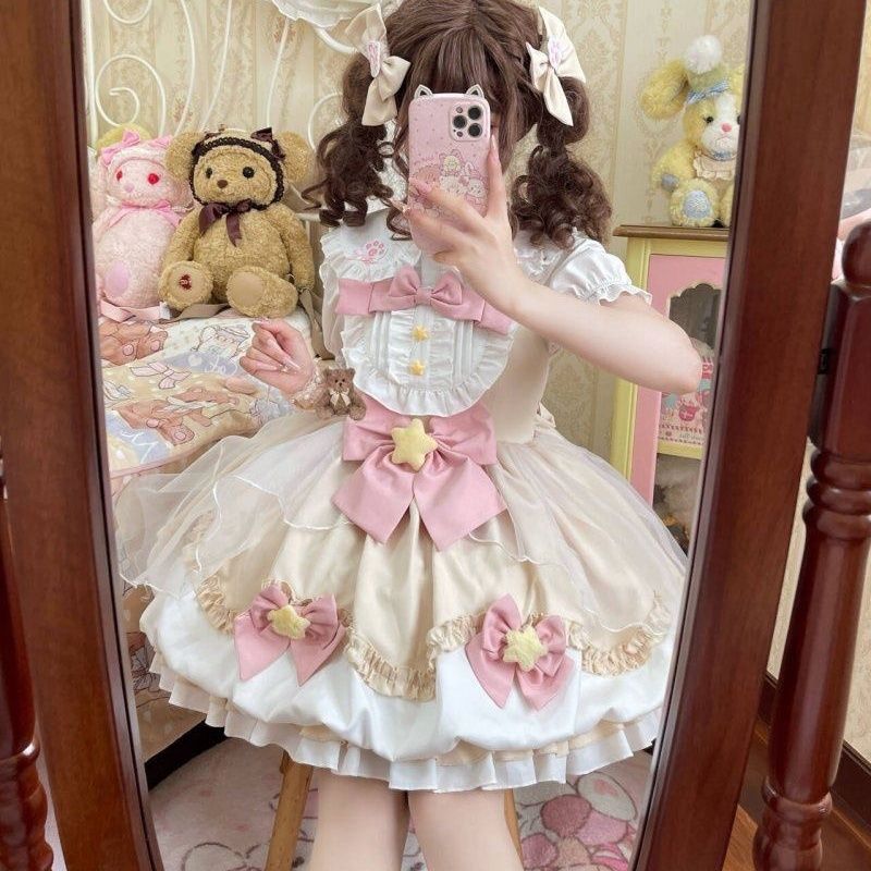 ロリータオリジナルかわいいロリータワンピースJSKストラップワンピース