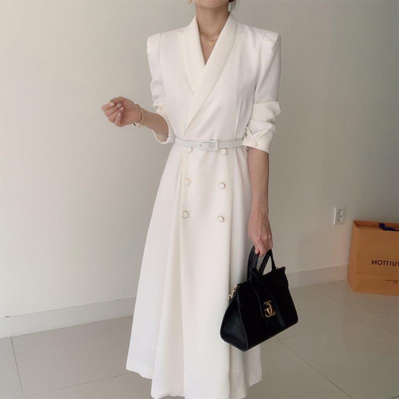 韓国ファション二点セット春秋フレンチシック垂れ感レトローツワンピース