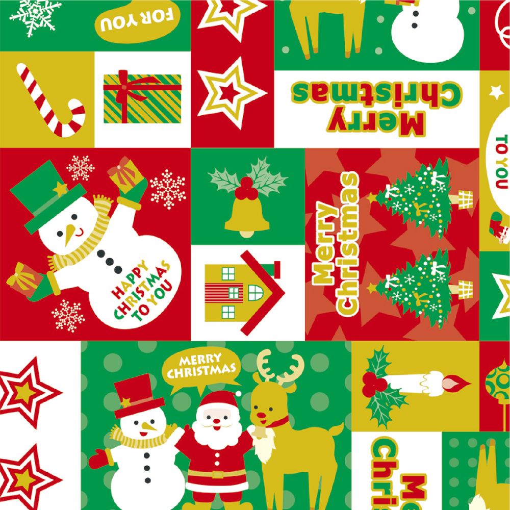 （まとめ買い）ササガワ クリスマス包装紙 パッチワークノエル 半才判 50枚入 49-3022 [x3]