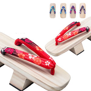 女性用二本歯下駄白木台厚底高さ5.5cm 幅9.5cm新品 気質女性和風桐下駄スリッパ桜花柄げた桐下駄浴衣歩きやすいゲタ焼き下駄単品コスプレ靴和装履物草履浴衣サンダルコスチューム変装ナチュラル