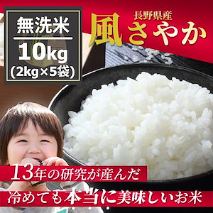 無洗米10kg 2kgずつ真空パックでお届け！鮮度長持ち ずっと美味しいお米 生産者直送 令和3年産 長野限定米 風さやか（2kgｘ5袋）