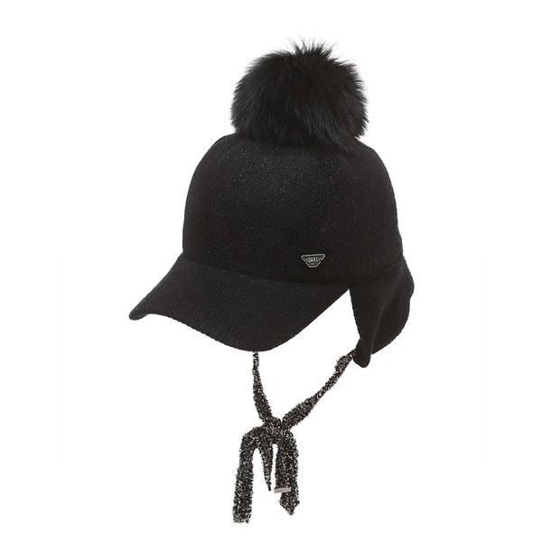 25FW PREMIUM 女性メタル糸 FUR ポンポンニットキャップ DNHE5F754BK_s