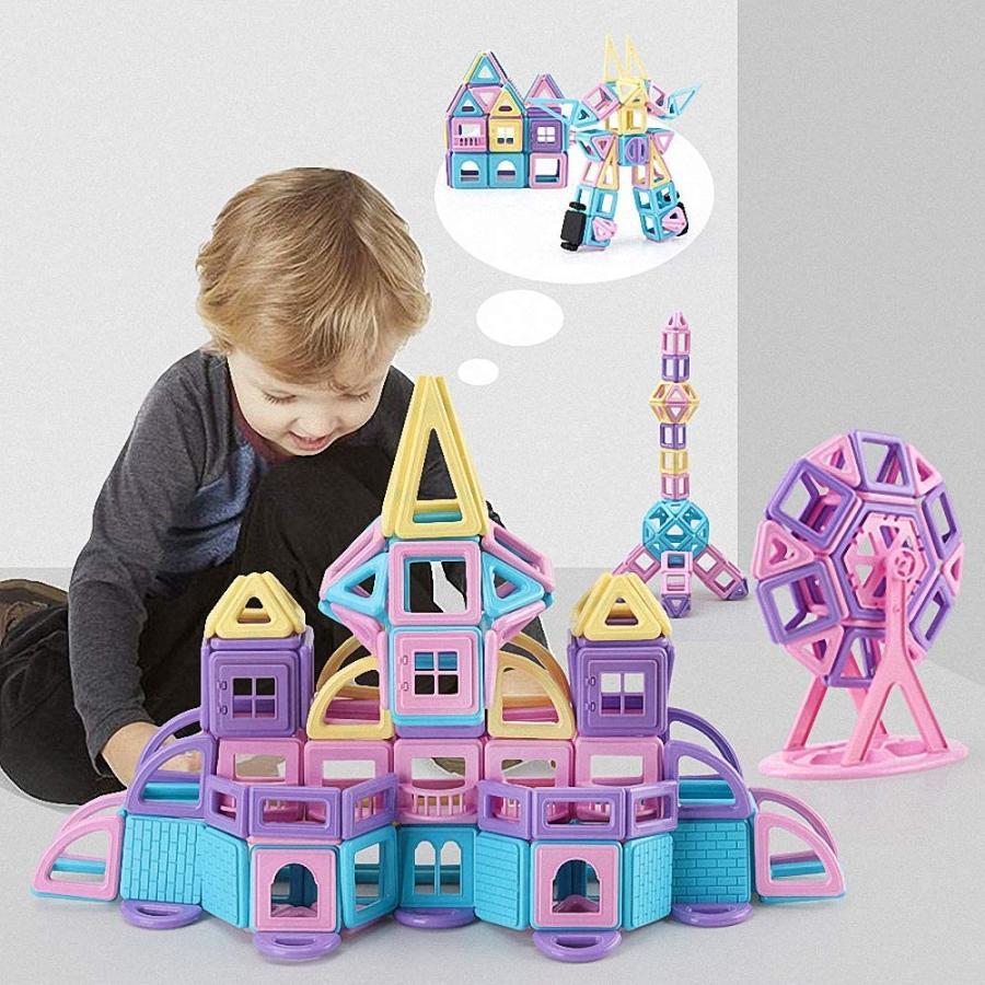マグネットブロック 磁石ブロック おもちゃ 5.6cm マカロン色 135PCS 立体パズル 知育玩具 幼児 保育園 小学生 誕生日 出産祝い クリスマスプレゼント