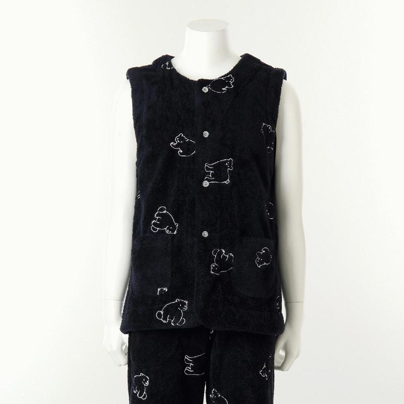 プラス 極細繊維 ホッキョクグマ 刺繍 メンズベスト VEV4967MSG