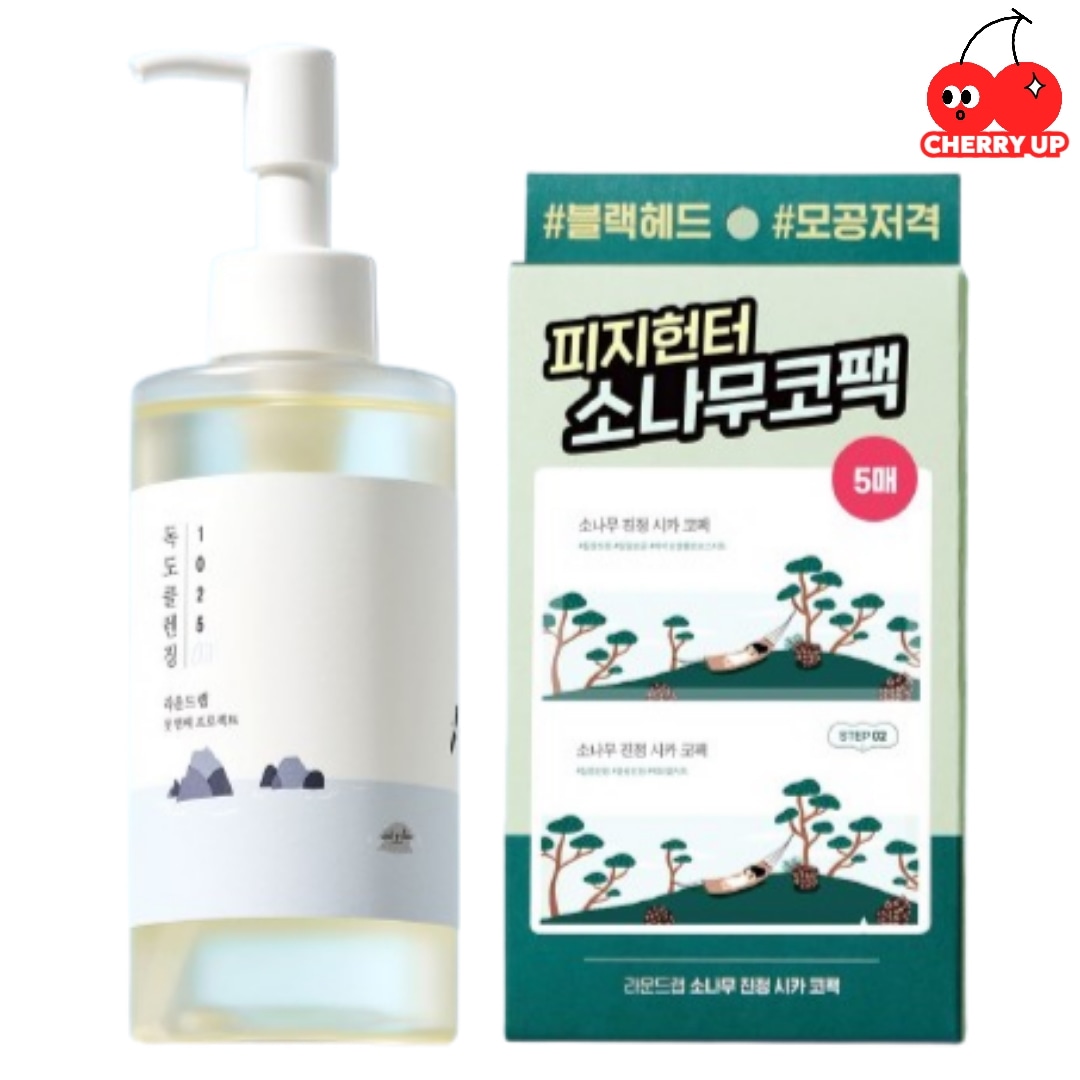【韓国で大人気】1025ドクド クレンジングオイル 200ml ＋ パインノーズパック 5枚入りクレンジングオイル 毛穴ケア 天然オイル 保湿感 つるつる肌 ノーズパック 角質ケア 植物エキス