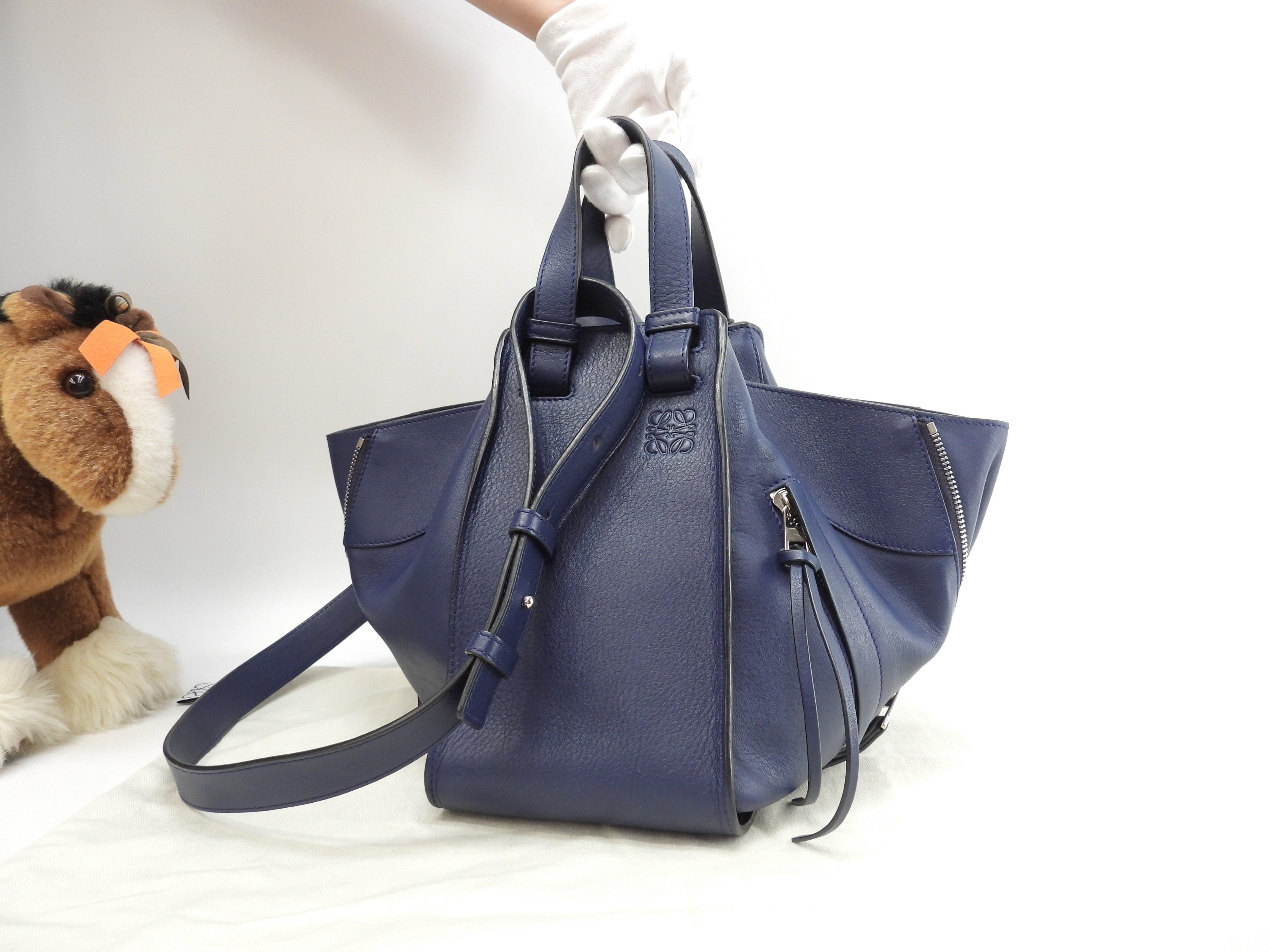 ハンモックスモール レザー マリーン ハンドバッグ ショルダーバッグ 美品@051702